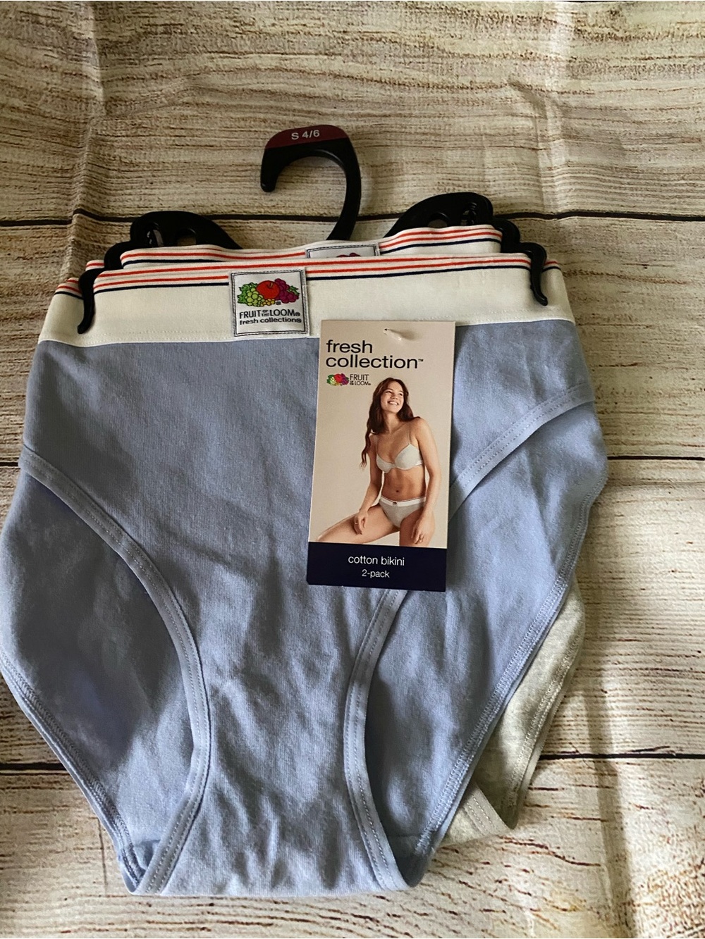 Fruit of the Loom Cotton Bikini Panties - Light Blue & Geay (2-Pack)
